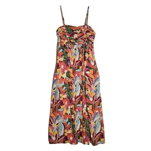 Free Assembly Dress Womens Medium Multicolor Floral Maxi Sleeveless Linen Boho M